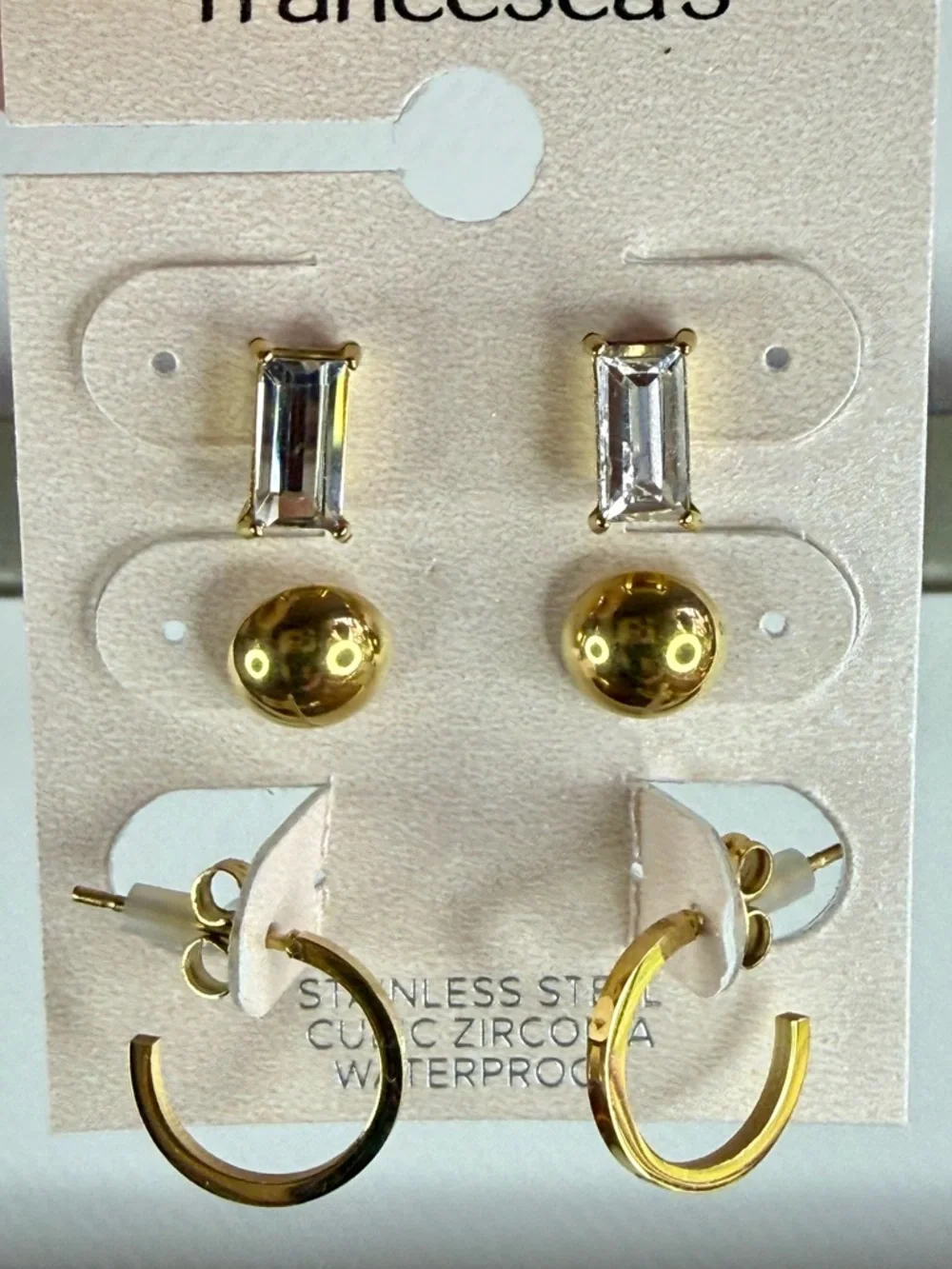 Francesca's Collections Gold and Clear Mixed Earring Set